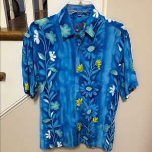 Jams World Men’s Small Blue and Yellow Floral button down Shirt